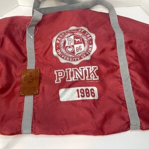 Large University of Pink Victoria Secret Duffle Bag Maroon Burgundy Color
